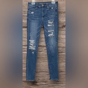 American Eagle Outfitters Ripped Blue Skinny Jeans
